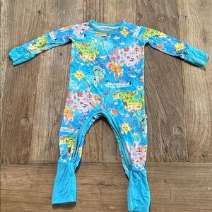 Little Sleepies Blue World Map Kids Pajamas